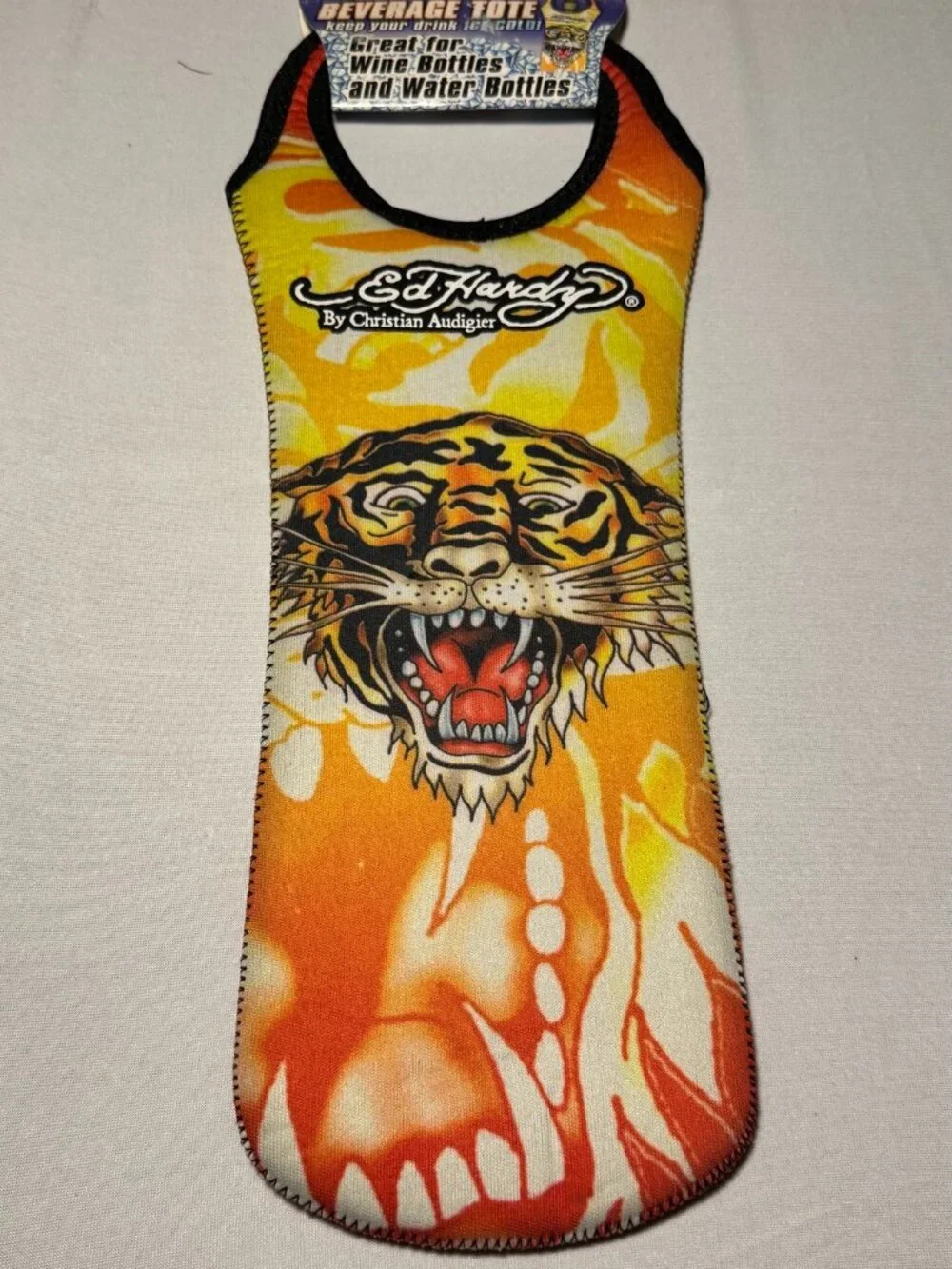 Ed Hardy Tiger Beverage Tote Wine Water Bottle Insulator NWT